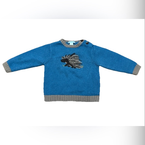 Janie and Jack Boys Porcupine Wool Blend Sweater 2T Blue Brown - Picture 1 of 4
